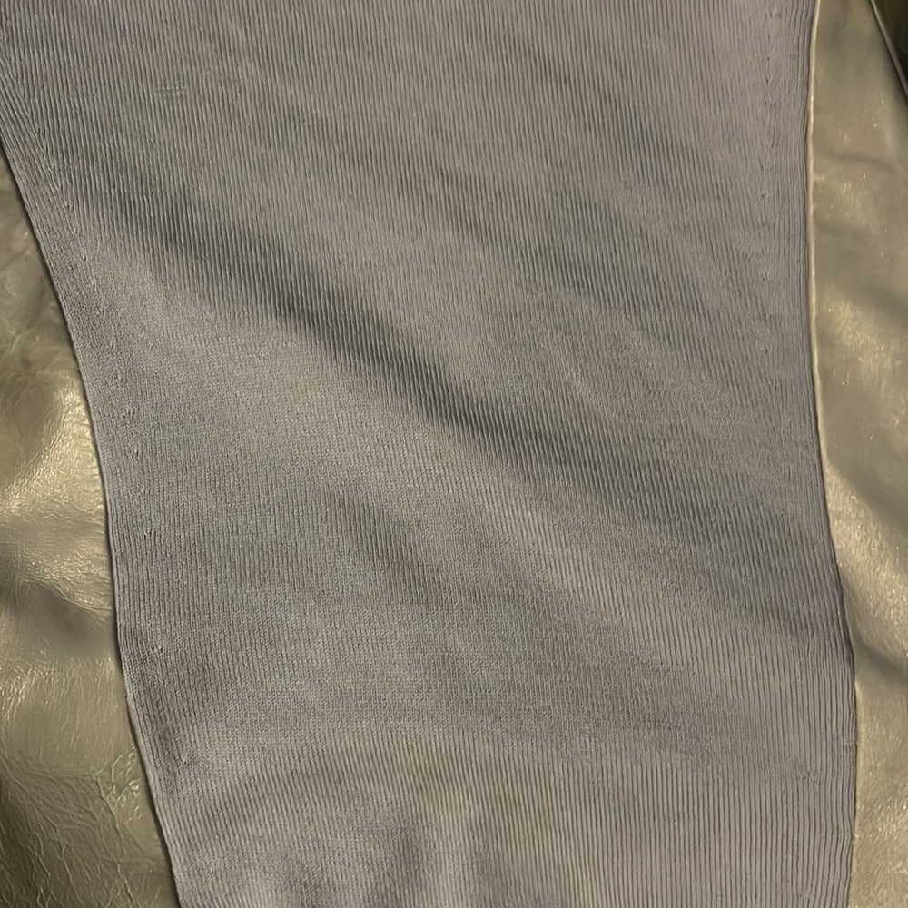 M Patmos Leather Merino Wool Open Front Jacket Metallic Gold Quiet Luxury XS - Picture 7 of 11